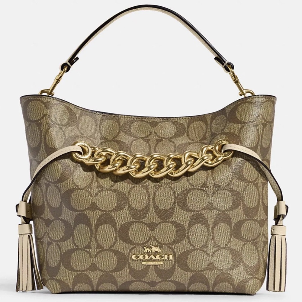 Coach Andy Crossbody In Signature Chain Canvas Khaki/Ivory New With Tags